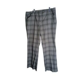NY&C 7th Avenue Suiting Collection Pants Women's 18 Gray Plaid Stretch Wide Leg